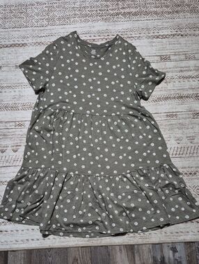 George Olive Green Daisy Tiered Midi Dress With Pockets